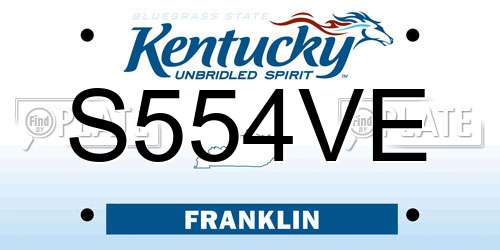 S554VE Kentucky License Plate