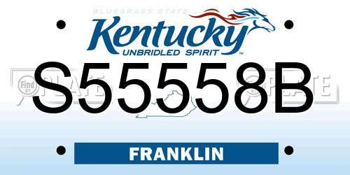 S55558B Kentucky License Plate