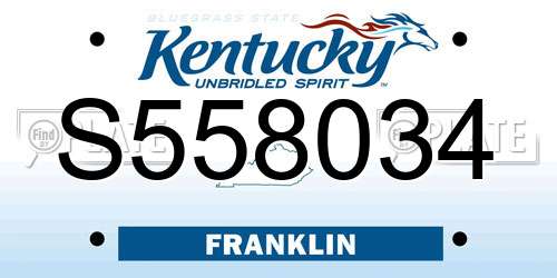 S558034 Kentucky License Plate