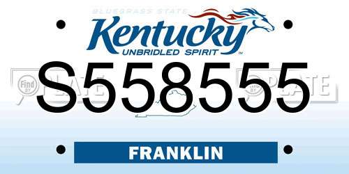 S558555 Kentucky License Plate