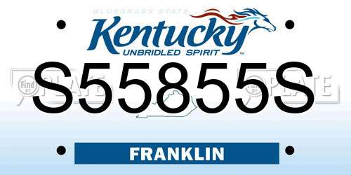 S55855S Kentucky License Plate