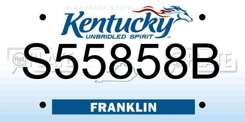 S55858B Kentucky License Plate