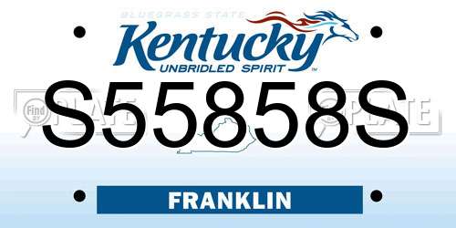 S55858S Kentucky License Plate
