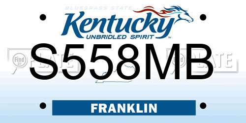 S558MB Kentucky License Plate