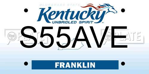S55AVE Kentucky License Plate