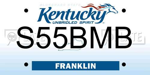 S55BMB Kentucky License Plate