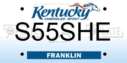 S55SHE Kentucky License Plate