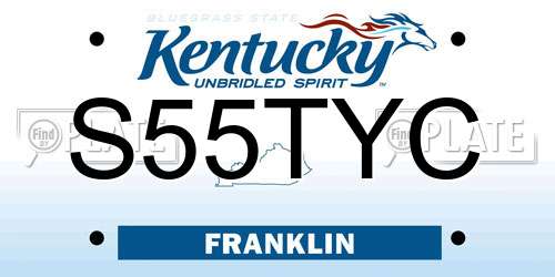 S55TYC Kentucky License Plate