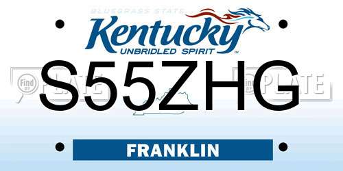 S55ZHG Kentucky License Plate
