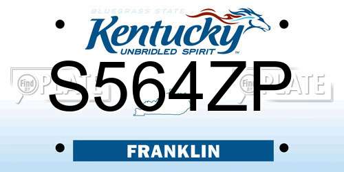 S564ZP Kentucky License Plate