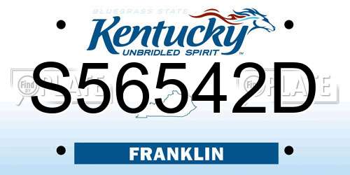 S56542D Kentucky License Plate
