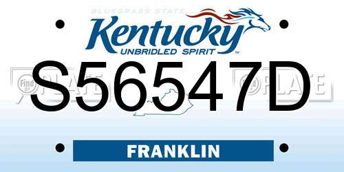 S56547D Kentucky License Plate