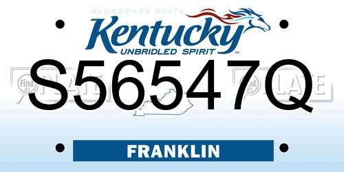 S56547Q Kentucky License Plate