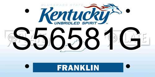 S56581G Kentucky License Plate