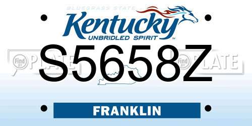 S5658Z Kentucky License Plate