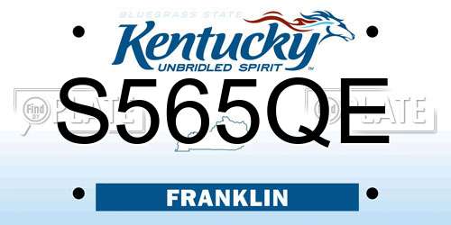 S565QE Kentucky License Plate