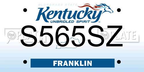 S565SZ Kentucky License Plate