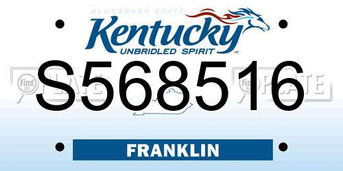 S568516 Kentucky License Plate