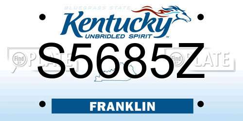 S5685Z Kentucky License Plate