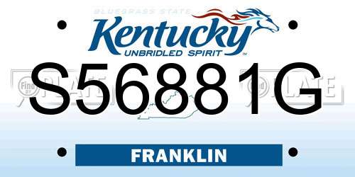 S56881G Kentucky License Plate