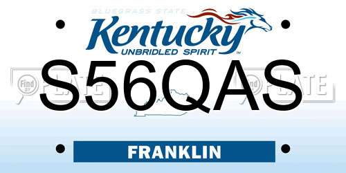 S56QAS Kentucky License Plate