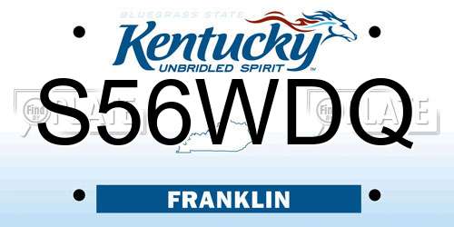 S56WDQ Kentucky License Plate