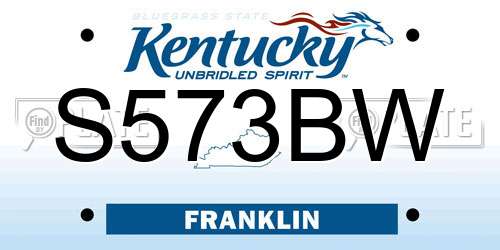 S573BW Kentucky License Plate