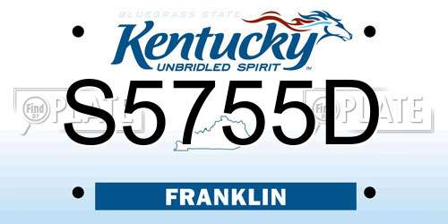 S5755D Kentucky License Plate