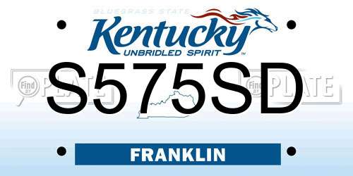 S575SD Kentucky License Plate