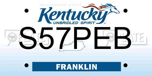 S57PEB Kentucky License Plate
