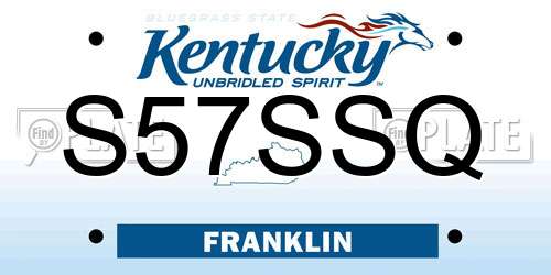 S57SSQ Kentucky License Plate