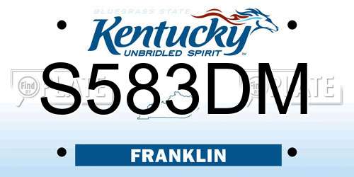 S583DM Kentucky License Plate