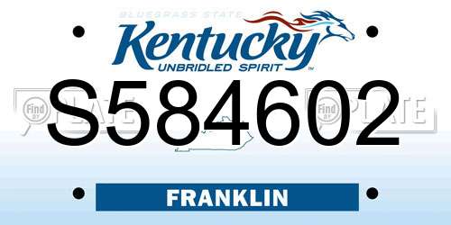 S584602 Kentucky License Plate