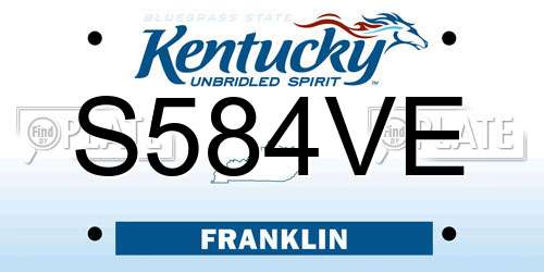 S584VE Kentucky License Plate
