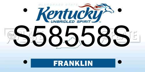 S58558S Kentucky License Plate