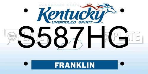 S587HG Kentucky License Plate