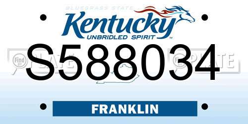 S588034 Kentucky License Plate