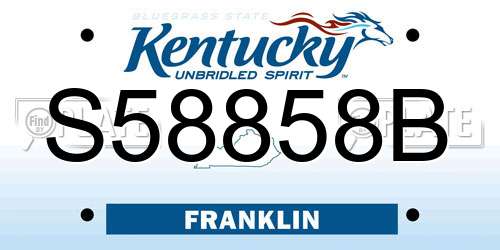 S58858B Kentucky License Plate