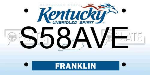S58AVE Kentucky License Plate
