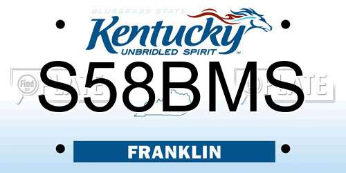 S58BMS Kentucky License Plate