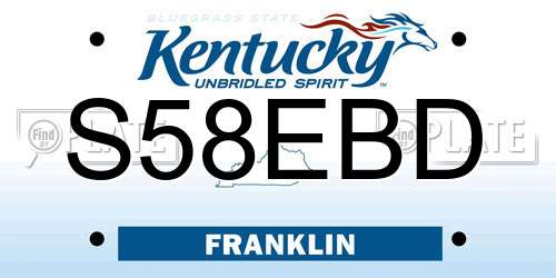 S58EBD Kentucky License Plate