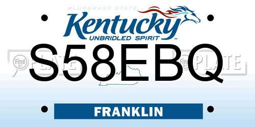 S58EBQ Kentucky License Plate