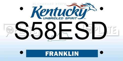 S58ESD Kentucky License Plate