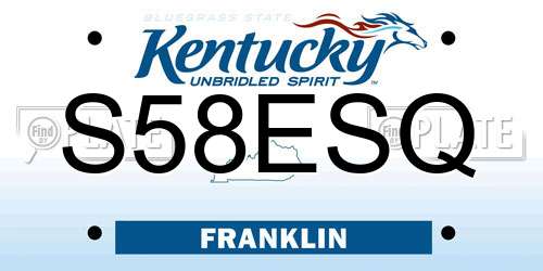 S58ESQ Kentucky License Plate