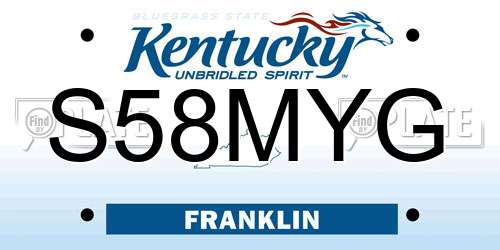 S58MYG Kentucky License Plate