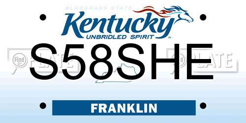 S58SHE Kentucky License Plate