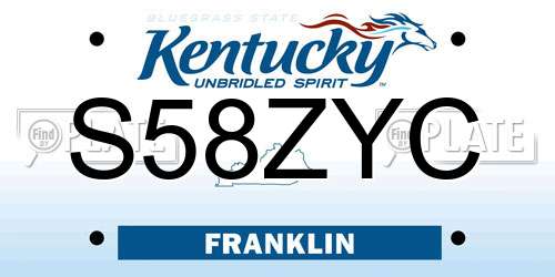 S58ZYC Kentucky License Plate