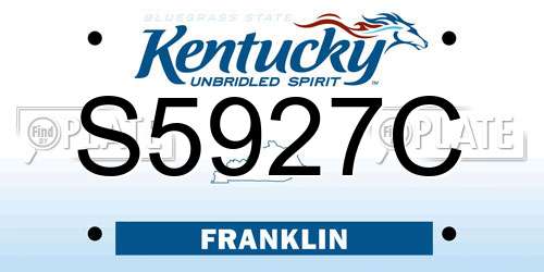 S5927C Kentucky License Plate