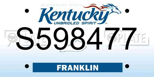 S598477 Kentucky License Plate