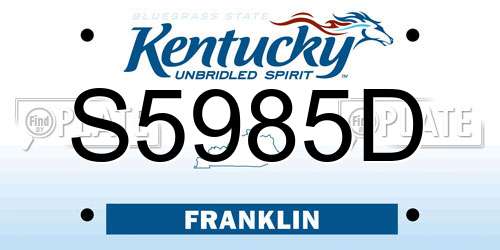 S5985D Kentucky License Plate